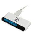 4 Port USB Hub w/Digital Clock And Temperature